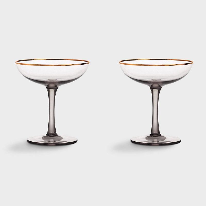 2pk champagne røykfarget m gull