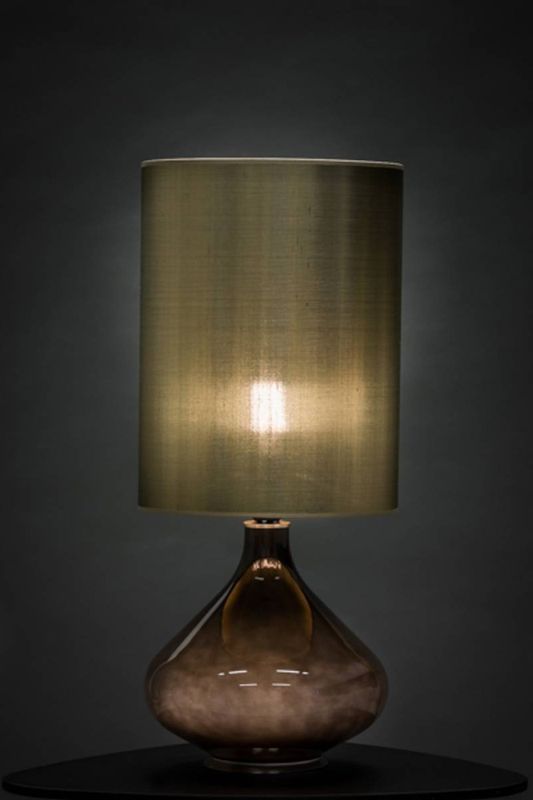 Flavia lampe stor H70 cm Grå-grønn metallisk silke