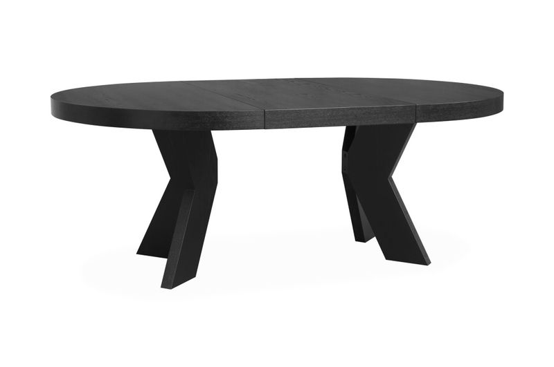 Spisebord cleveland x-ben ileggsplater Ø:150-2x60 H75 Sort eikf