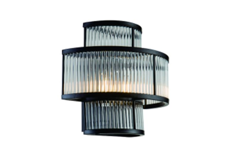 Vegg lampe  L35xW20xH28cm Black clear glass